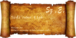 Szünder Elek névjegykártya
